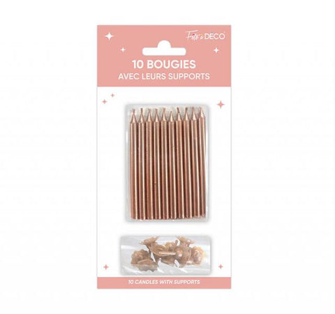 10 Bougies Gold Rose Princesse