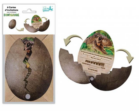 6 Cartes Invitations Dinosaures