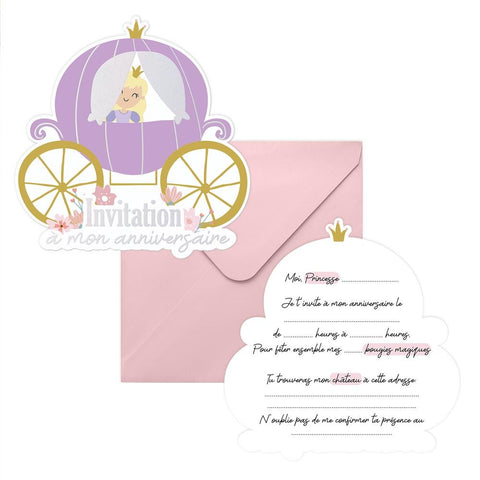 6 Cartes Invitations Princesse