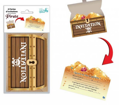 6 Cartes Invitations Pirates