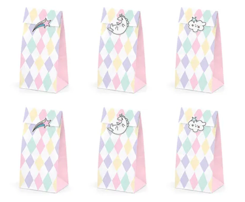 6 Sachets Invités Licorne