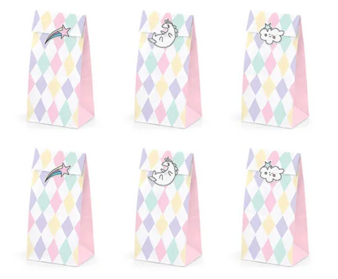 6 Sachets Invités Licorne