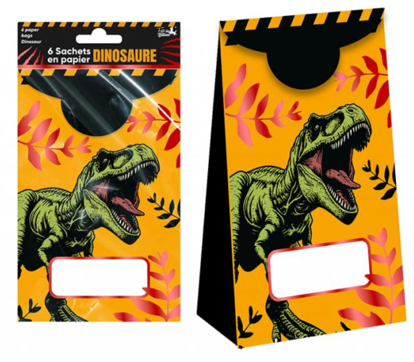 6 Sachets Invités Dinosaures