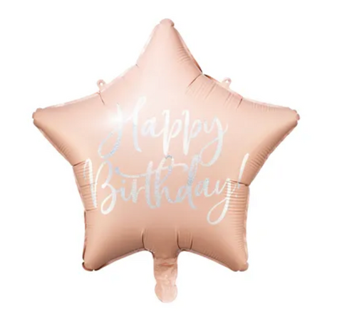 Ballon en Mylar Happy Birthday rose poudré clair