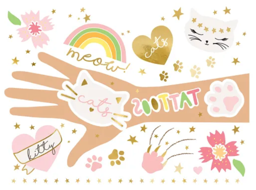 12 Tatouages Temporaires Chatons