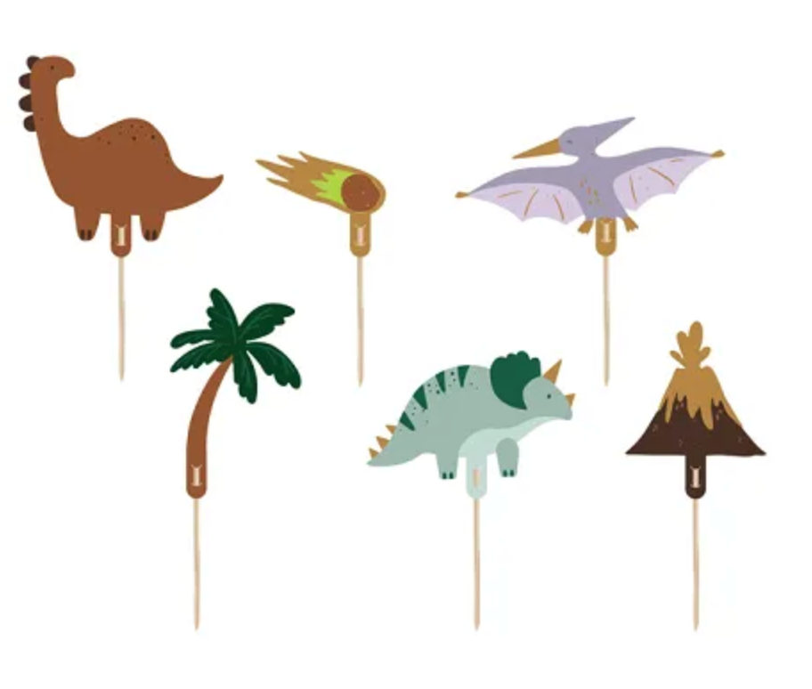 6 Cake Toppers Dinosaures