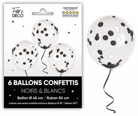 6 Ballons Confettis Noir Pirates