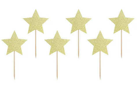 6 Cake Toppers Étoiles Licorne