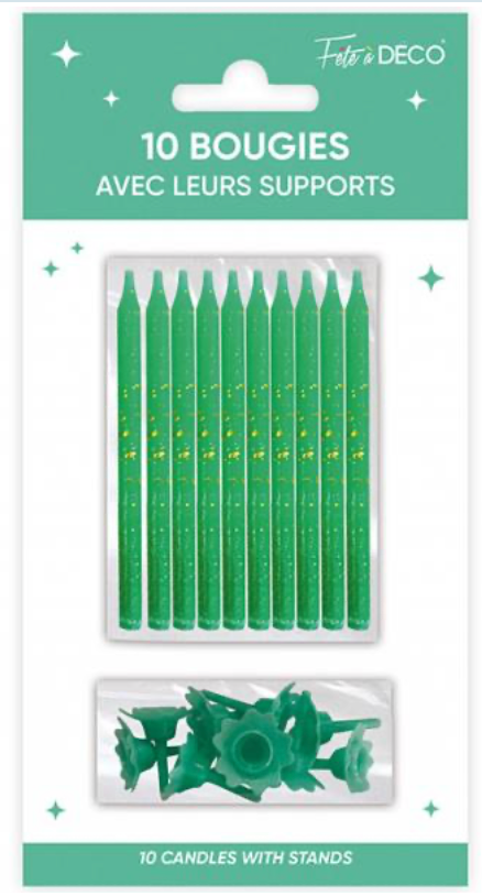 10 bougies avec supports